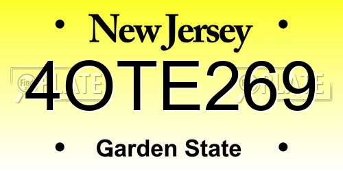 4OTE269 New Jersey License Plate