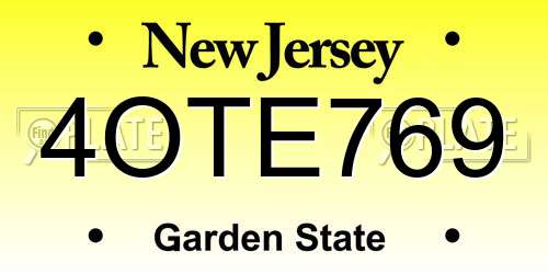 4OTE769 New Jersey License Plate
