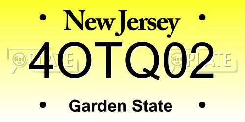 4OTQ02 New Jersey License Plate