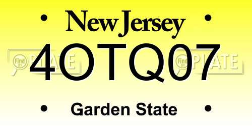 4OTQ07 New Jersey License Plate