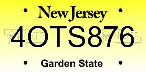 4OTS876 New Jersey License Plate