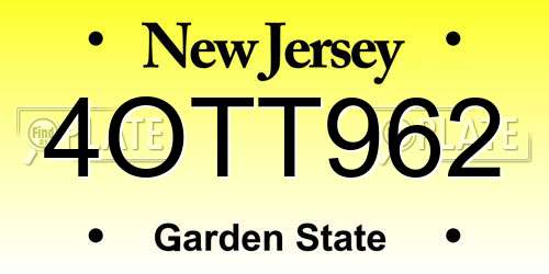 4OTT962 New Jersey License Plate