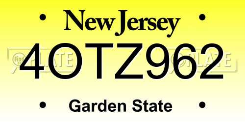 4OTZ962 New Jersey License Plate