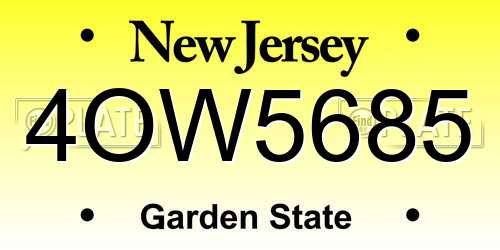 4OW5685 New Jersey License Plate
