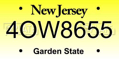 4OW8655 New Jersey License Plate