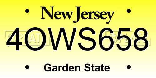 4OWS658 New Jersey License Plate