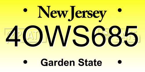 4OWS685 New Jersey License Plate