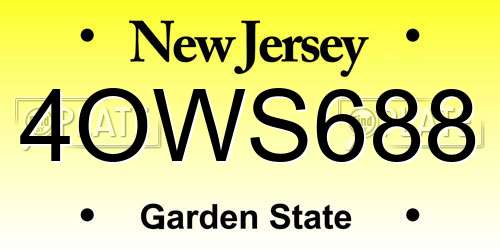 4OWS688 New Jersey License Plate