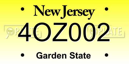 4OZ002 New Jersey License Plate