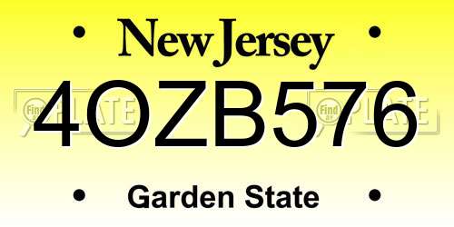 4OZB576 New Jersey License Plate