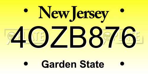 4OZB876 New Jersey License Plate
