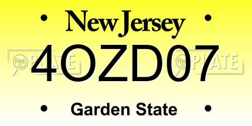 4OZD07 New Jersey License Plate