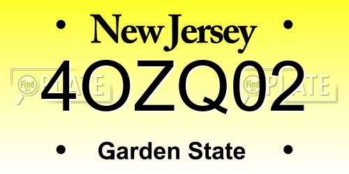 4OZQ02 New Jersey License Plate