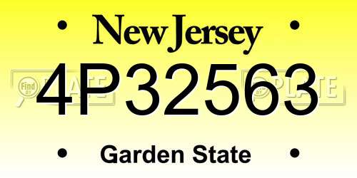 4P32563 New Jersey License Plate