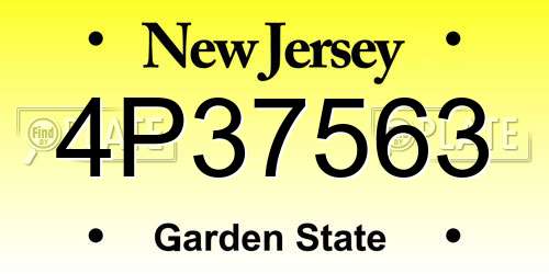 4P37563 New Jersey License Plate