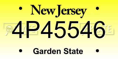 4P45546 New Jersey License Plate