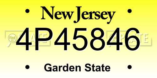 4P45846 New Jersey License Plate