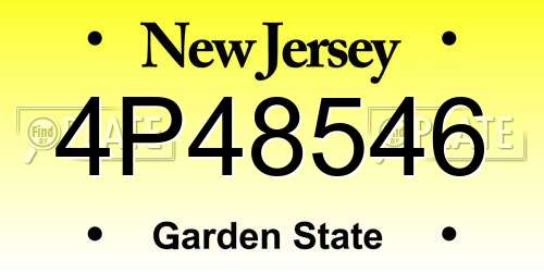 4P48546 New Jersey License Plate