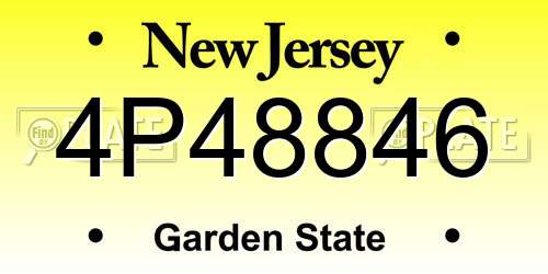 4P48846 New Jersey License Plate