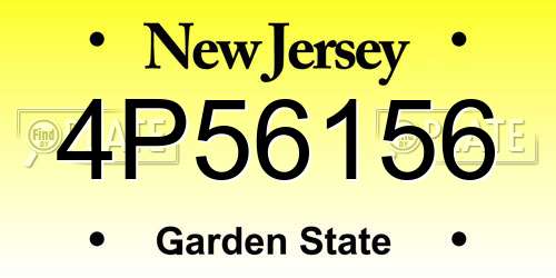 4P56156 New Jersey License Plate