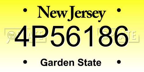 4P56186 New Jersey License Plate