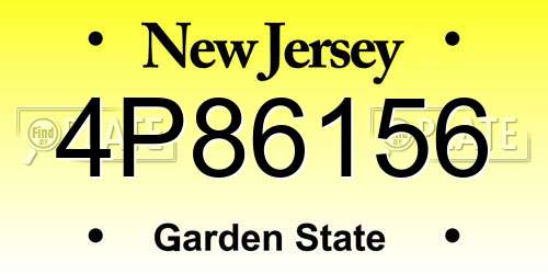 4P86156 New Jersey License Plate