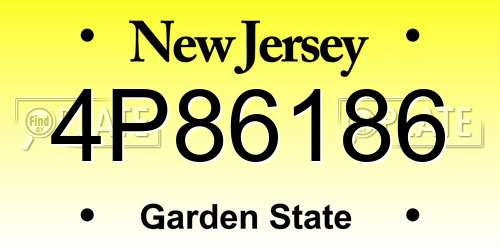 4P86186 New Jersey License Plate