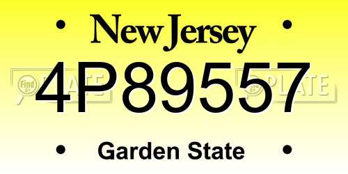 4P89557 New Jersey License Plate