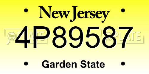 4P89587 New Jersey License Plate