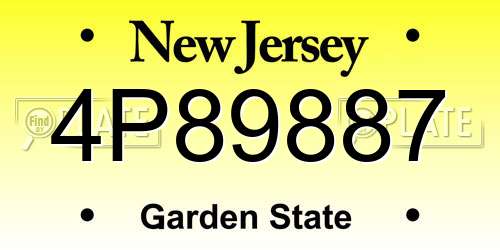 4P89887 New Jersey License Plate