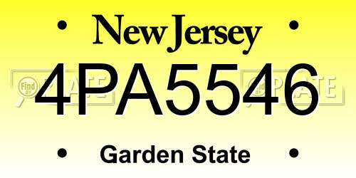 4PA5546 New Jersey License Plate