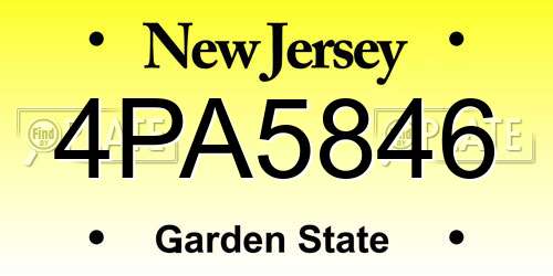 4PA5846 New Jersey License Plate