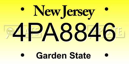 4PA8846 New Jersey License Plate