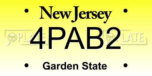 4PAB2 New Jersey License Plate