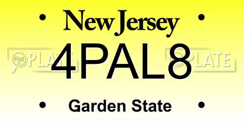4PAL8 New Jersey License Plate