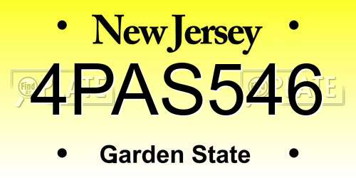 4PAS546 New Jersey License Plate