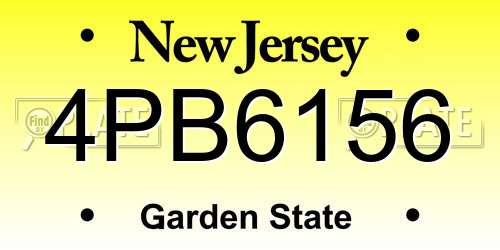 4PB6156 New Jersey License Plate