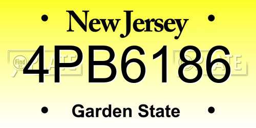 4PB6186 New Jersey License Plate