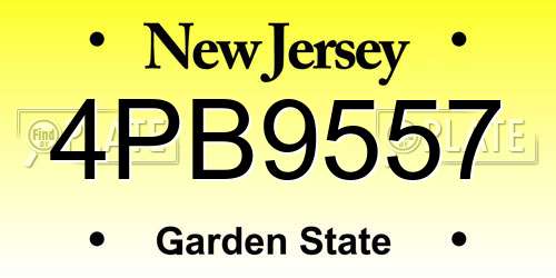 4PB9557 New Jersey License Plate