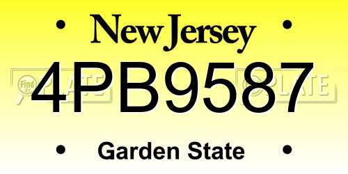 4PB9587 New Jersey License Plate