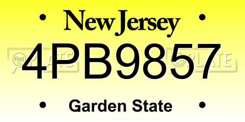 4PB9857 New Jersey License Plate
