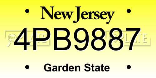 4PB9887 New Jersey License Plate
