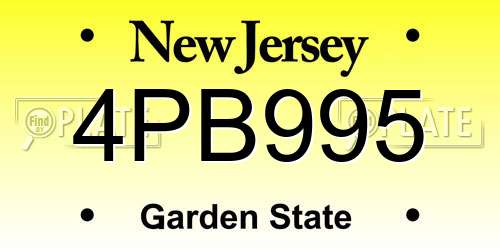 4PB995 New Jersey License Plate