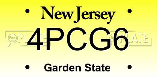 4PCG6 New Jersey License Plate