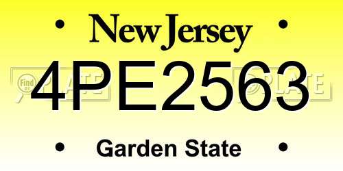 4PE2563 New Jersey License Plate