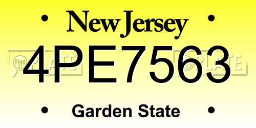 4PE7563 New Jersey License Plate
