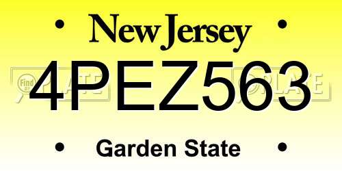 4PEZ563 New Jersey License Plate