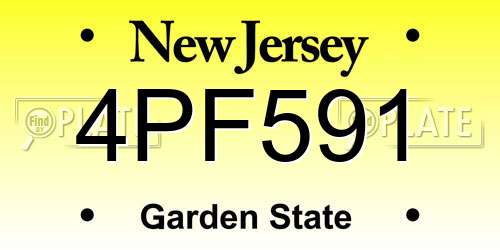 4PF591 New Jersey License Plate
