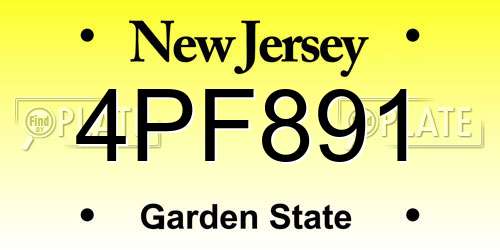 4PF891 New Jersey License Plate