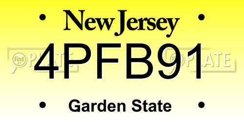 4PFB91 New Jersey License Plate